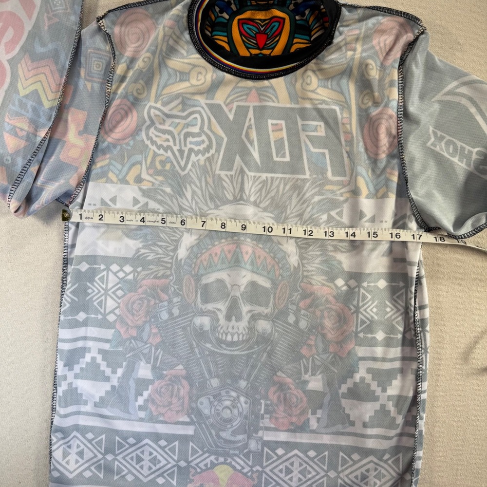 Fox Racing Red Bull Motocross Jersey Skull Headdress Graphic Long Sleeve Small - Picture 5 of 8